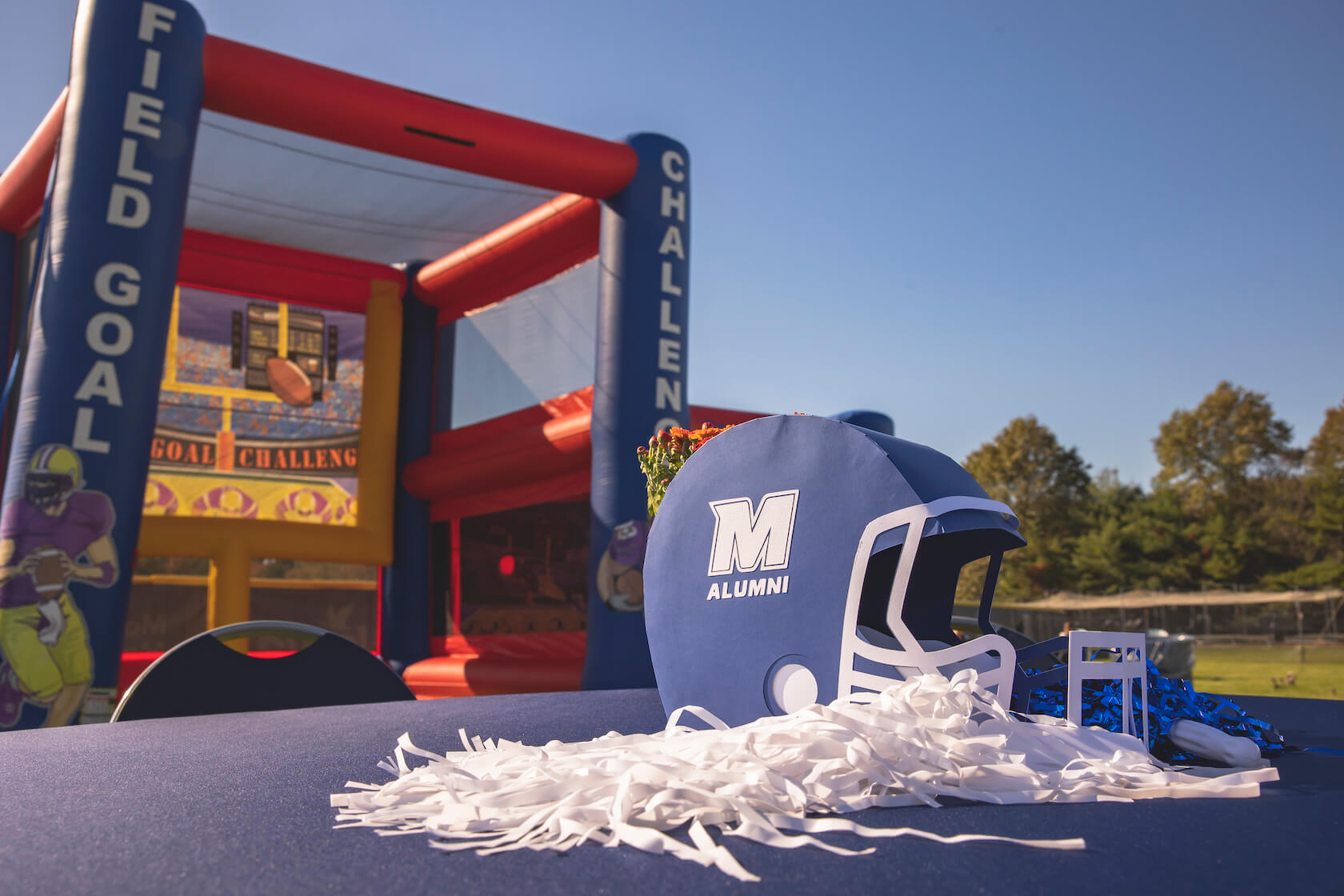 homecoming centerpieces and bounce house