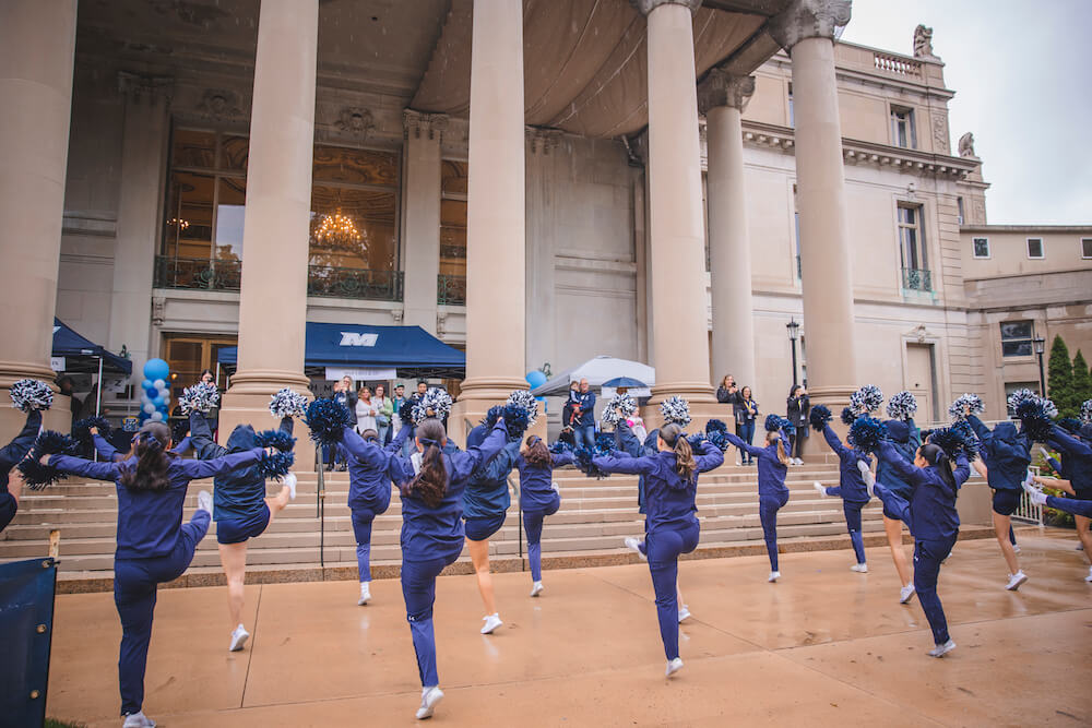 Cheerleaders outside the great hall