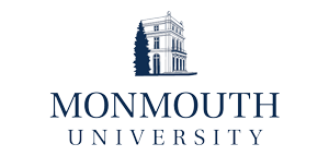 The words Monmouth University are below a stylized drawing of a building