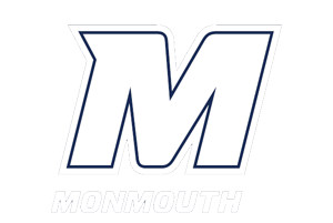 A stylized M with colored white with the word Monmouth under it. 