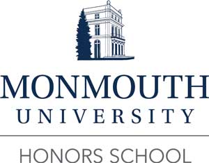 The words Monmouth University Honors School is under a drawing of a building