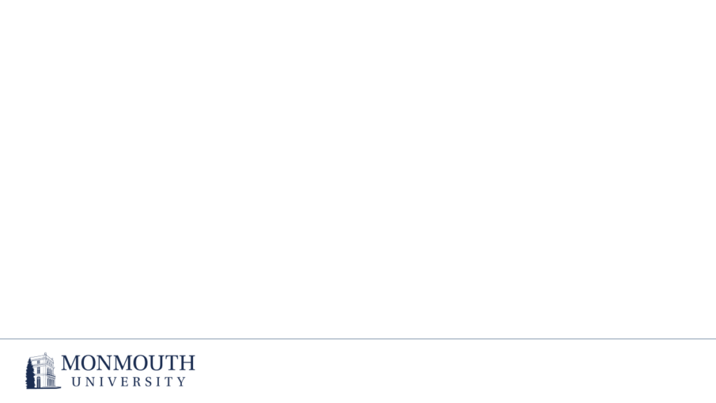 A power point slide with the Monmouth logo left aligned at the bottom on a white stripe. 