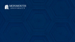 blue hexagonal pattern with the monmouth logo at the top left