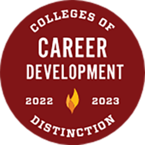 Career Development - Colleges of Distinction Badge for 2022-23 - click to learn more about this rating for Monmouth University