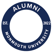 Alumni Monmouth University Established 2022 (blue round border, white text)