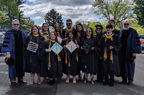 Photo shows group of students from the Math Department at this year's 2019 Undergraduate Commencement
