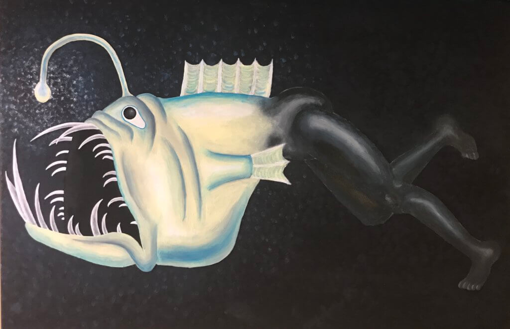 Angler Fish, Acrylic Paint on Canvas by Denice Michalchuk