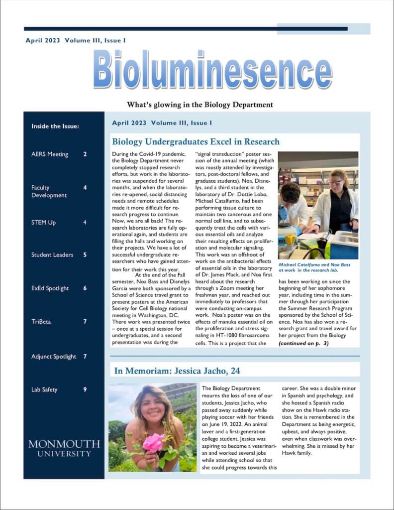 Cover image of April 2023 issue of Bioluminesence