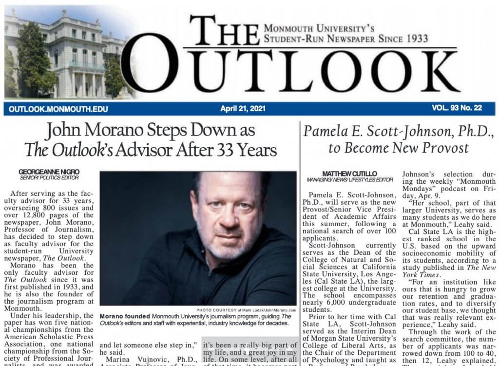 Cover of an issue of The Outlook newspaper