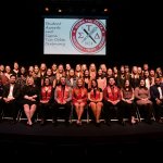 Photo shows The 2018/2019 Delta Sigma Chapter Inductees and 2019 English Department Student Award Recipients
