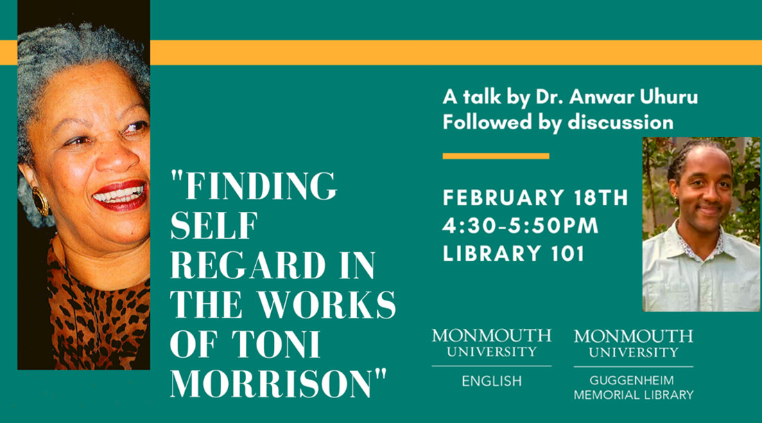 Photo image of lecture by Dr. Anwar Uhuru titled "Finding Self Regard in the Works of Toni Morrison on Tuesday, February 18, 2020