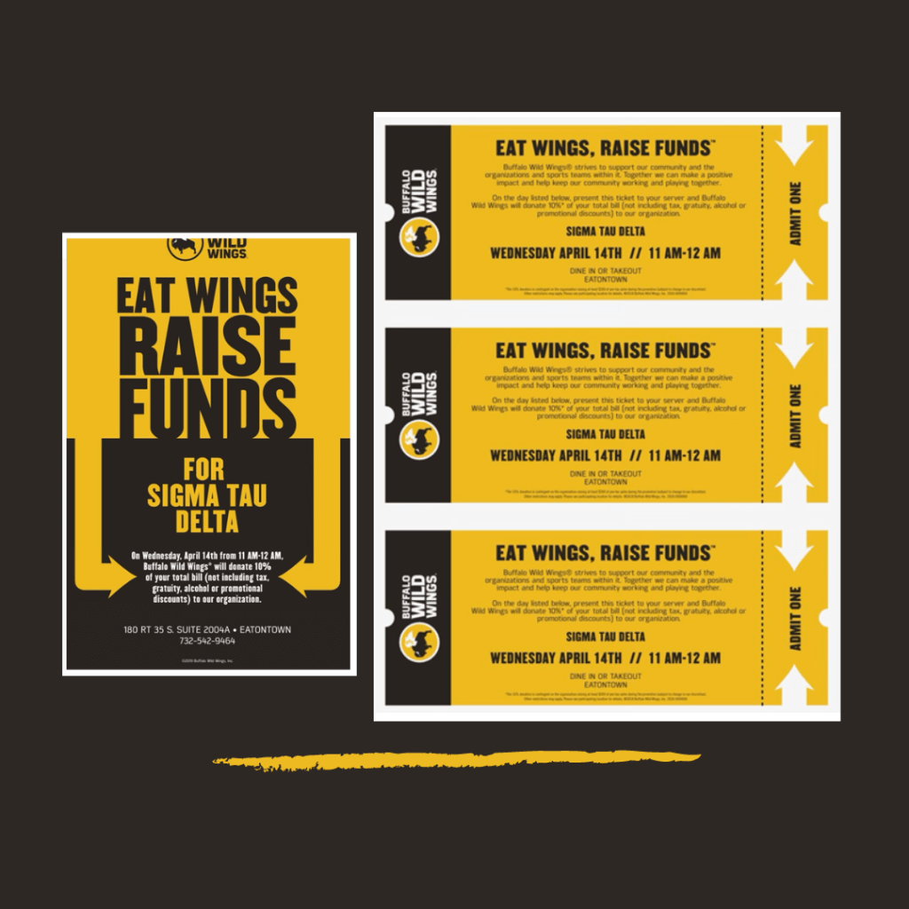 Photo image of event flyer for Buffalo Wild WIngs Fundraiser