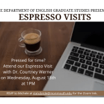 Image annoncement for Expresso Visit: "Feminist Theory" (EN-550) with Dr. Courtney Werner. August 18, 2021