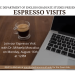 Image for Espresso Visit: "Literature of Immigration" (EN-533) with Dr. Mihaela Moscaliuc. August 16, 2021.
