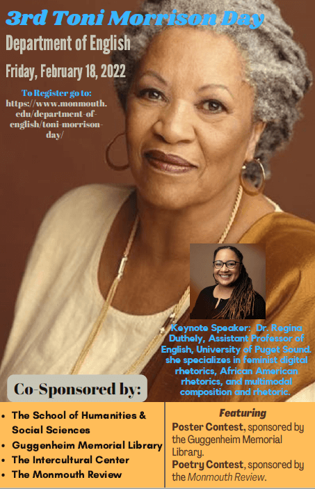 Toni Morrison Day Program pg.1 Go to Toni Morrison Day events webpage or English Events.