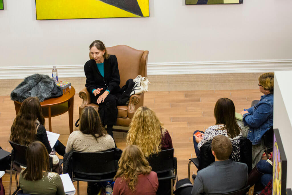 Joyce Carol Oates speaking at Monmouth