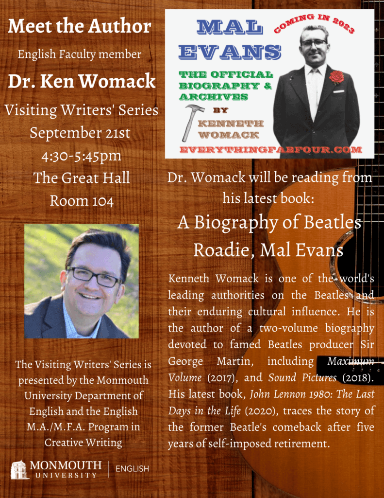 Meet the Author, Dr. Ken Womack - September 21st 4:30-5:45pm The Great Hall Room 104