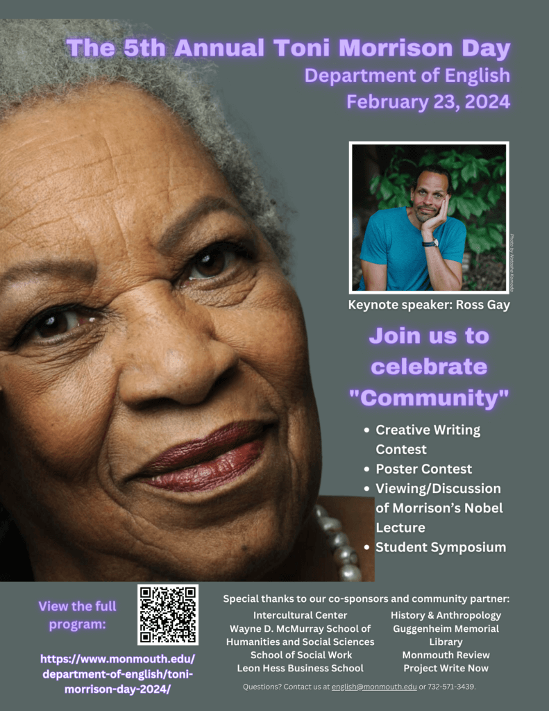 The 5th Annual Toni Morrison Day will be held in Pozycki Auditorium on Friday, February 23, 2024.