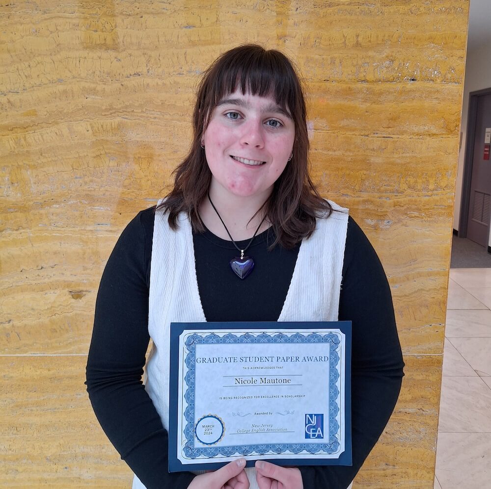 Woman holding an award