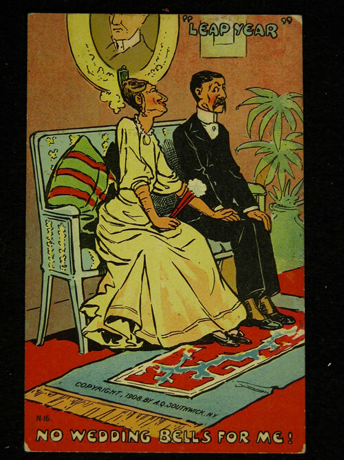 Leap Year Postcard from 1908- No Wedding Bells for Me