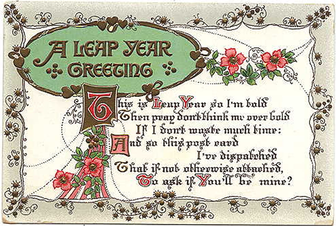 Image View of 1908 Postcard A Leap Year Greeting