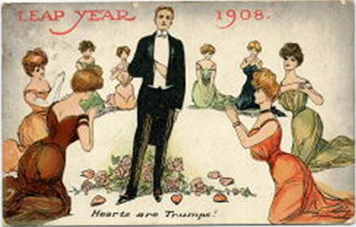 Photo Image of 1908 Leap Year Postcard - Hearts are trumps!