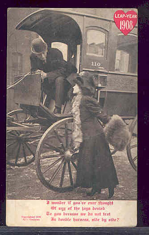 Photo Image of 1908 Leap Year Postcard - Carriage Driver