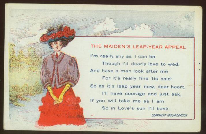 Photo Image of 1908 Leap Year Postcard - A Maiden's Leap Year Appeal