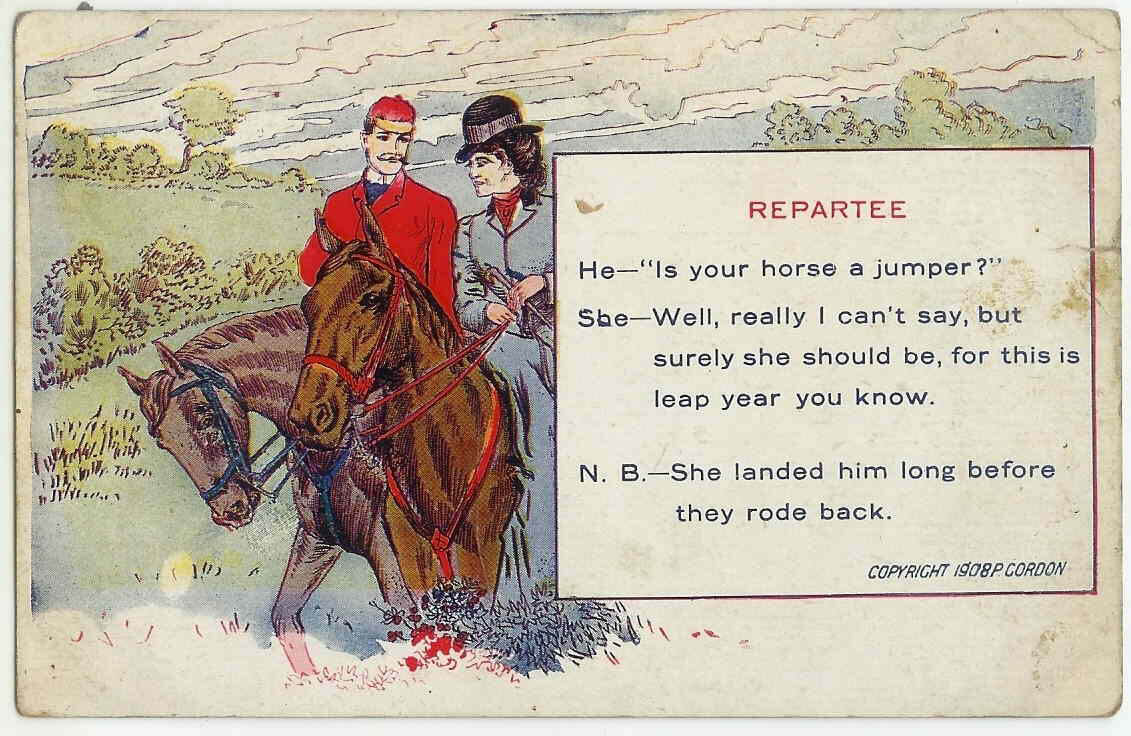 Photo Image of 1908 Leap Year Postcard - Is your horse a jumper?