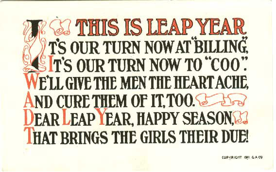 Photo Image of Leap Year Postcard - It's our Turn to Coo