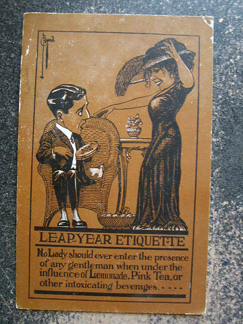 Photo Image of 1912 Leap Year Postcard - Woman under the "influence"