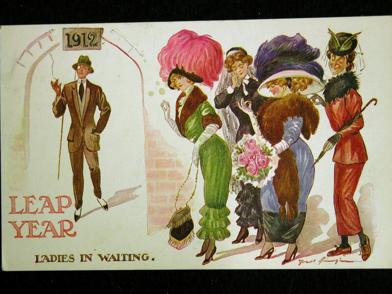 Photo Image of 1912 Leap Year Postcard - Ladies in Waiting
