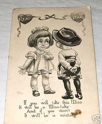 Photo Image of 1912 Leap Year Postcard - Young Kids Miss Take