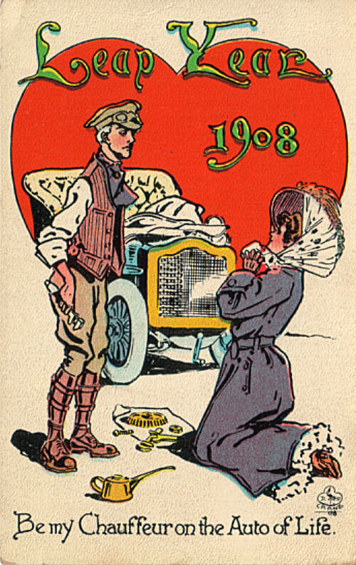 Photo Image of 1908 Leap Year Postcard - Be My Chauffeur