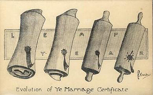Photo Image of Leap Year Postcard - Evolution of Marriage Certificate