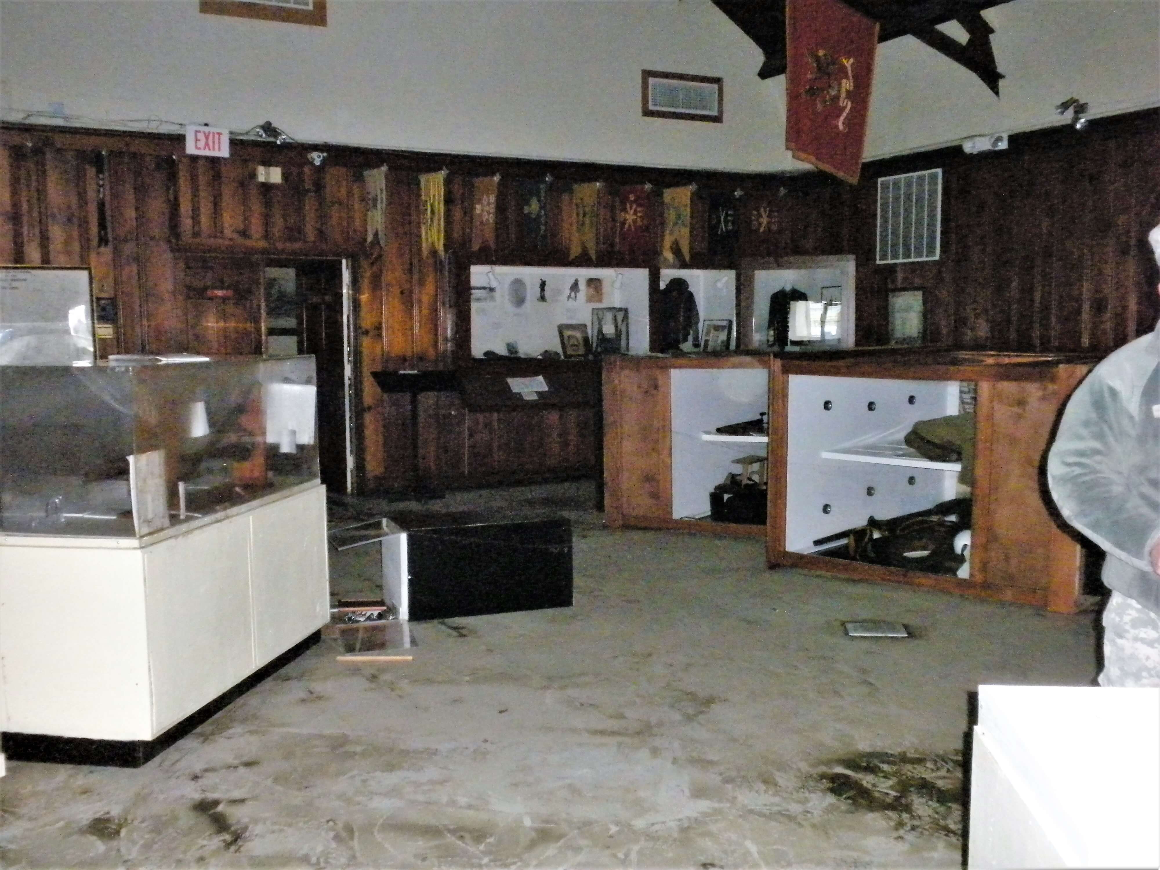 Photo shows storm damage at the National Guard Militia Museum of NJ.