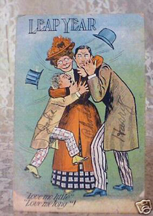 Photo Image of 1908 Leap Year Postcard - Love me little