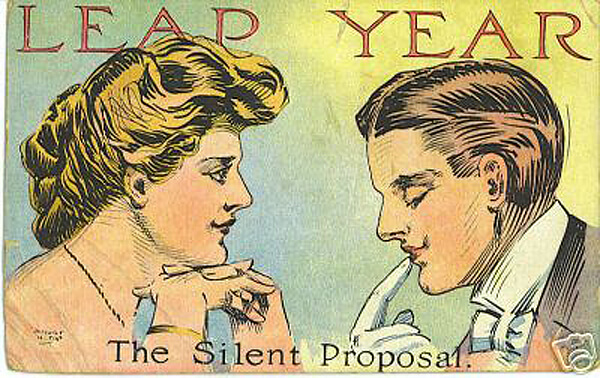 Photo Image of 1908 Leap Year Postcard - the silent proposal