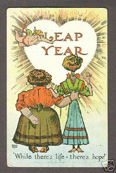 Photo Image of 1908 Leap Year Postcard - Where's there's life