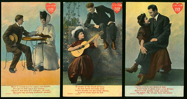Photo of 1912 Leap Year Postcard: 3 panels