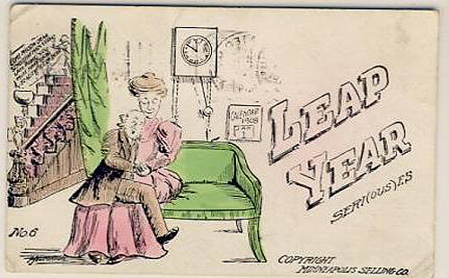 Photo Image of Leap Year Postcard - Man on Lap