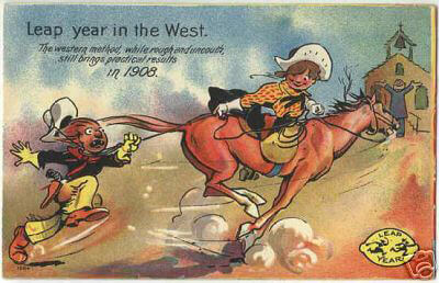 Photo of 1908 Postcard: Leap Year in the West