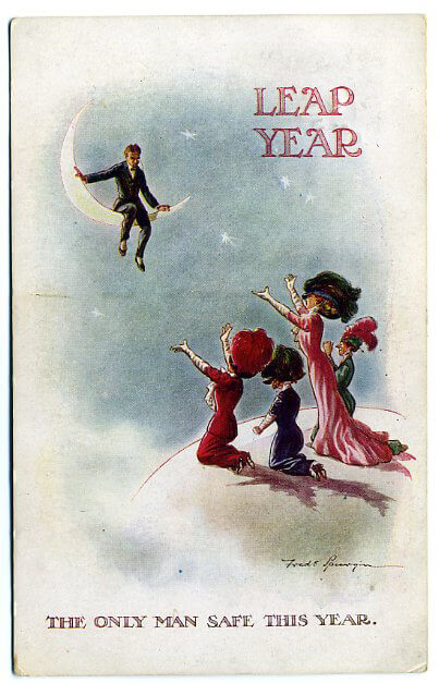 Photo Image of Leap Year Postcard - the only man safe this year