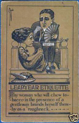 Photo Image of 1912 Leap Year Postcard - Woman Chewing Tobacco