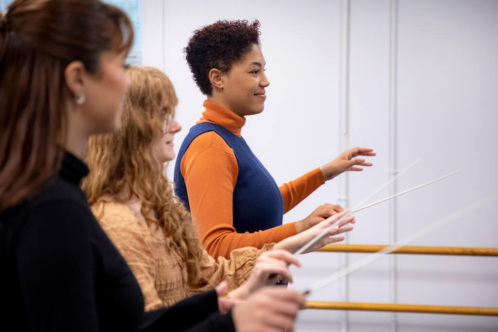 Students are pictured during a music appreciation class with professor Jonathan McElroy