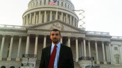 Man standing outside capitol building