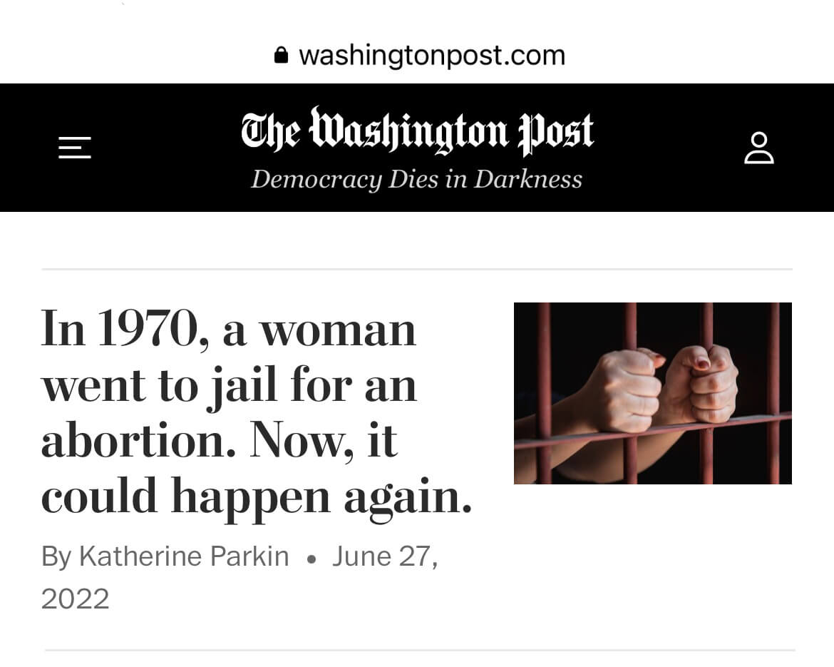 Screenshot from The Washington Post showing Katherine Parkin's column published on June 27, 2022. Click or tap to read the column online.. 