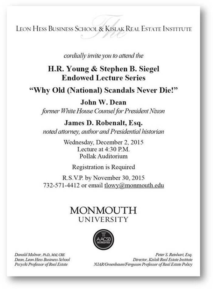2015 H.R. Young & Stephen B. Siegel Lecture Series with John Dean, former White House Counsel for President Richard Nixon