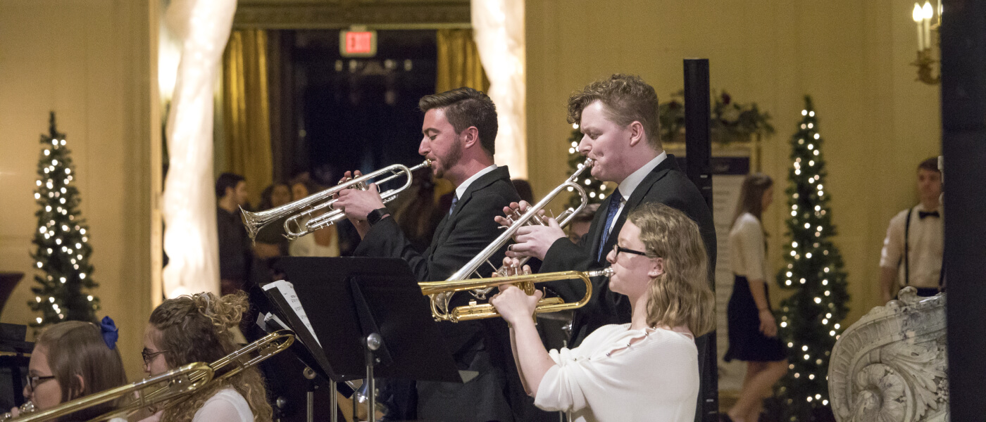 Photo of musicians performing during annual Holiday Concert: at Monmouth University's Wilson Hall