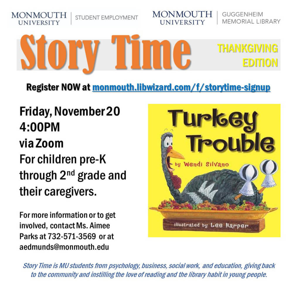 Photo Image of Story Time Event for Nov. 20, 2020 at Monmouth University Library